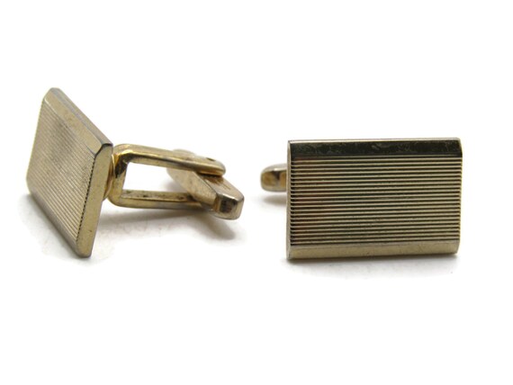 Horizontal Lines Rectangle Cuff Links Men's Jewel… - image 1