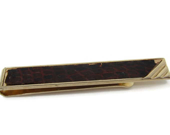 Leather (Wear) Tie Clip Tie Bar: Vintage Gold Tone - Stand Out from the Crowd with Class