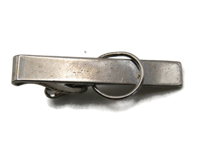Circle Overlay Classic Tie Bar Tie Clip Men's Jewelry Silver Tone