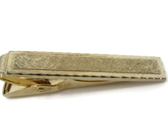 Vintage Gold Tone Textured Tie Clip