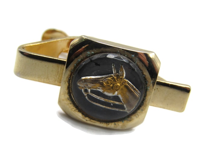 Vintage Tie Clip Tie Bar Gold Tone Horse Equestrian Men's Jewelry