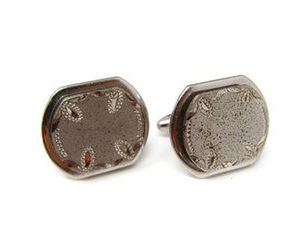 Vintage Cufflinks for Men: Flower Petals Design Silver Tone