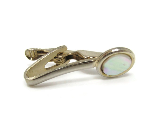 Mother of Peral Curved Design Tie Clip Bar Gold Tone Vintage Men's Jewelry Nice Design