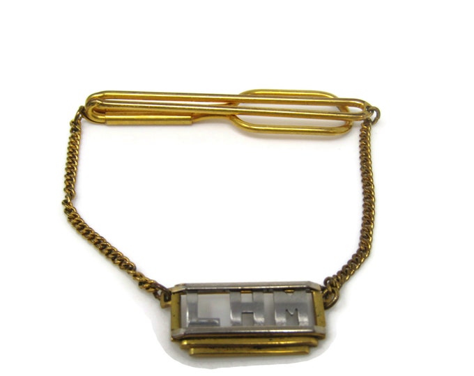 LHM Chain Art Deco Tie Bar Clip Vintage Gold Tone Stand Out w/ Style Fit In with Class