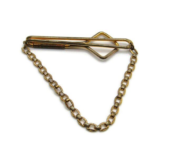 Industrial Steampunk Open Body Gold Tone Tie Chain Tie Clip Tie Bar Men's Jewelry