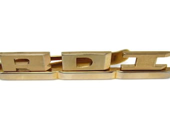 RDI Tie Clip Vintage Tie Bar: Art Deco RDI Gold Tone Initials