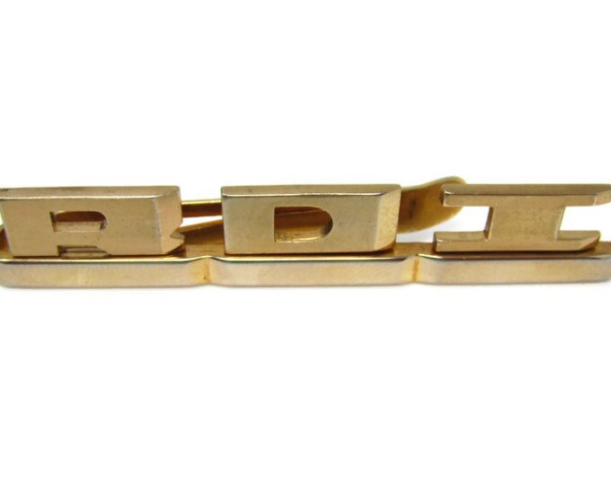 RDI Tie Clip Vintage Tie Bar: Art Deco RDI Gold Tone Initials