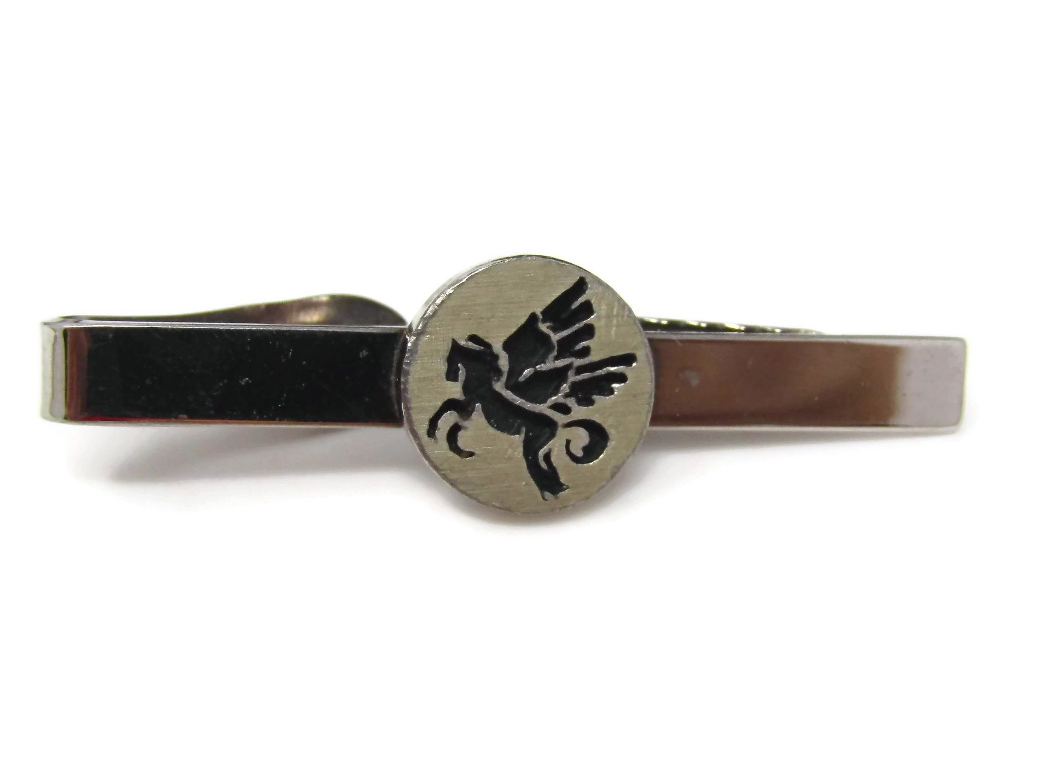 Vintage Tie Clip Tie Bar: Pegasus Flying Horse Design