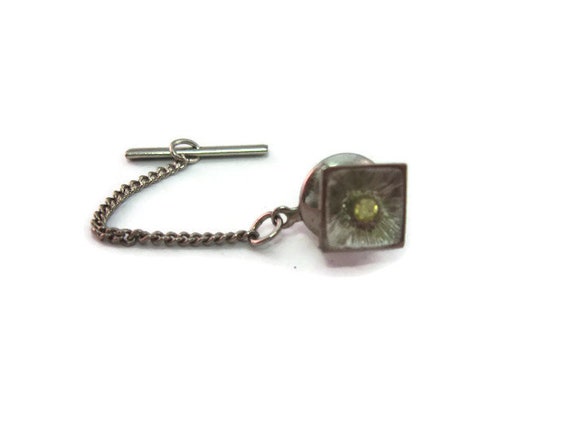 Vintage Men's Tie Tack Pin Jewelry:  Clear Jewel … - image 1