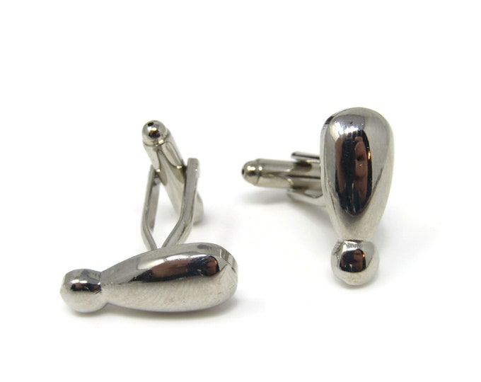 Vintage Cufflinks for Men: Exclamation Point Design Silver Tone