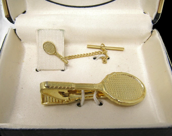 Tennis Theme Men's Jewelry Set Tie Bar Tie Pin: Vintage Gold Tone - Stand Out from the Crowd with Class