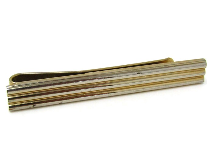 Double Groove Tie Clip Men's Vintage Tie Bar Gold Tone