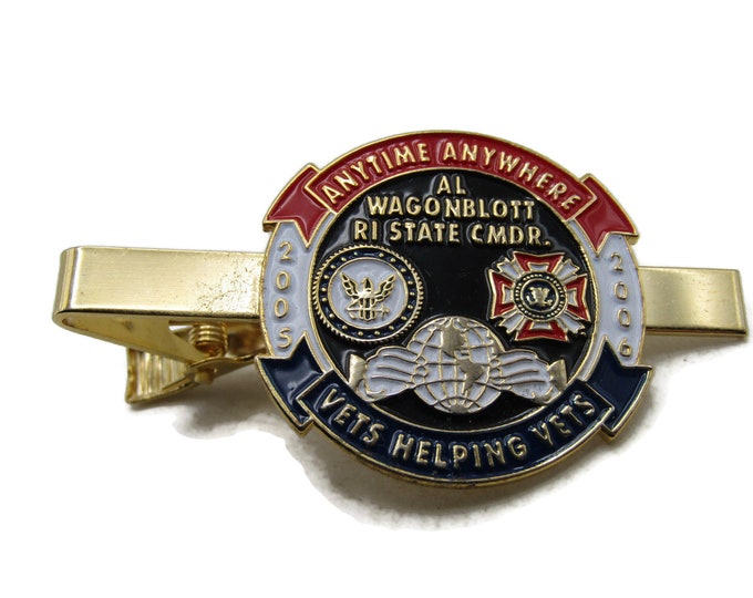 A Wagonblott 2005 2006 Vets Helping Vets Tie Clip Tie Bar Men's Jewelry Gold Tone