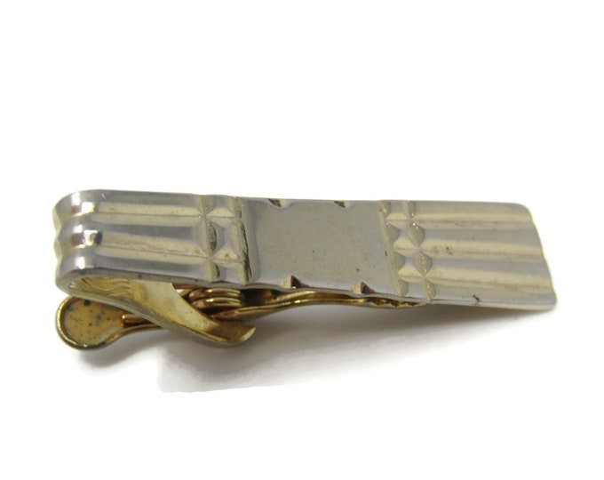 Art Deco Bumpy Ridge Tie Clip Tie Bar: Vintage Gold Tone - Stand Out from the Crowd with Class
