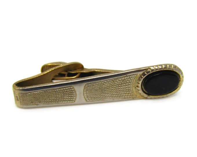 Men's Tie Clip Vintage Dark Accent Textured Gold Tone