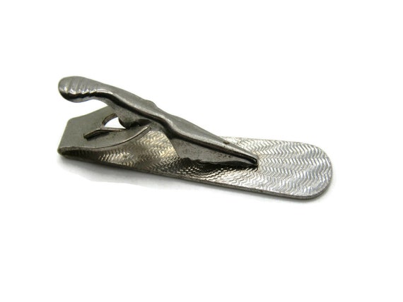 Diagonal Stripe & Leaf Engraved Pattern Silver To… - image 3