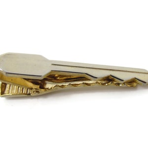 Key Tie Clip Vintage Tie Bar: Thing Profile Design Gold Tone