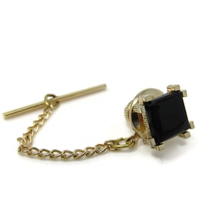 Stunning Black Square Tie Tack Pin Vintage Men&#39;s Jewelry Nice Design