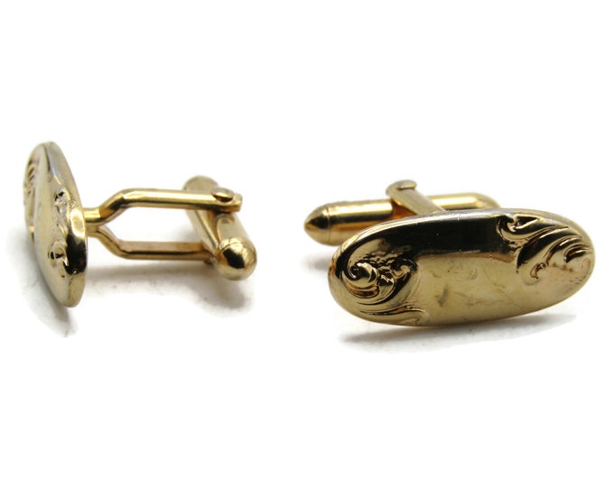 Decorative Edging Oval Cuff Links Men's Jewelry Gold Tone