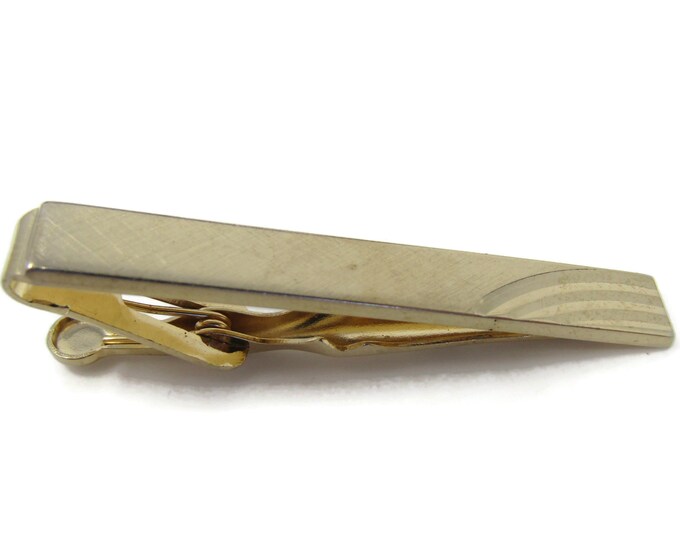 Step Grooved Tie Clip Tie Bar: Vintage Gold Tone - Stand Out from the Crowd with Class