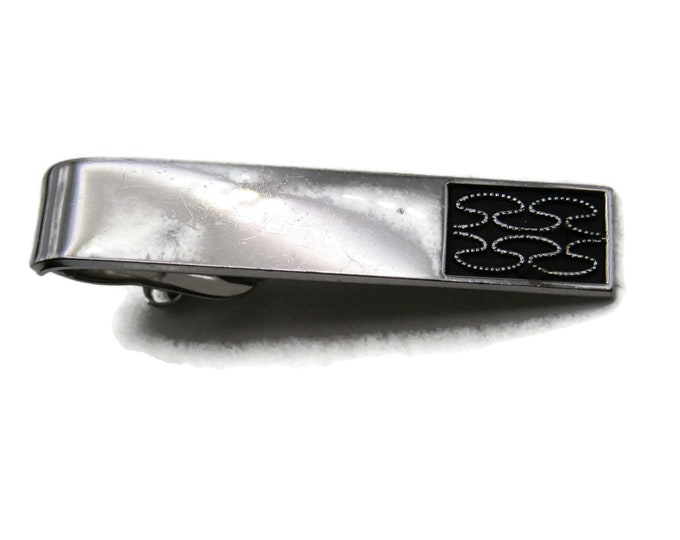 Geometric Pattern Tip Tie Clip Tie Bar Men's Jewelry Black & Silver Tone