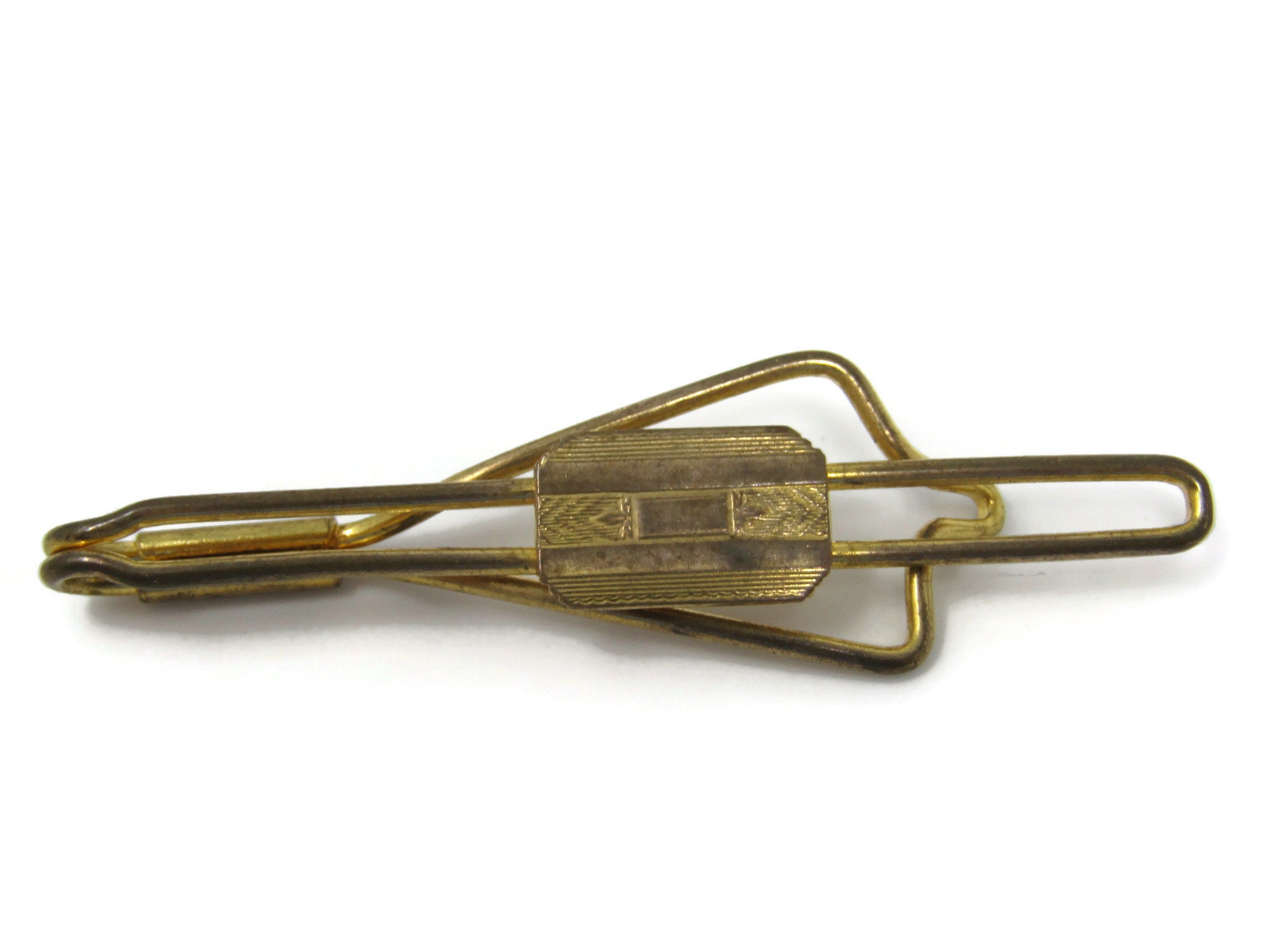 Art Deco Center Tie Clip Tie Bar: Vintage Gold Tone - Stand Out from ...