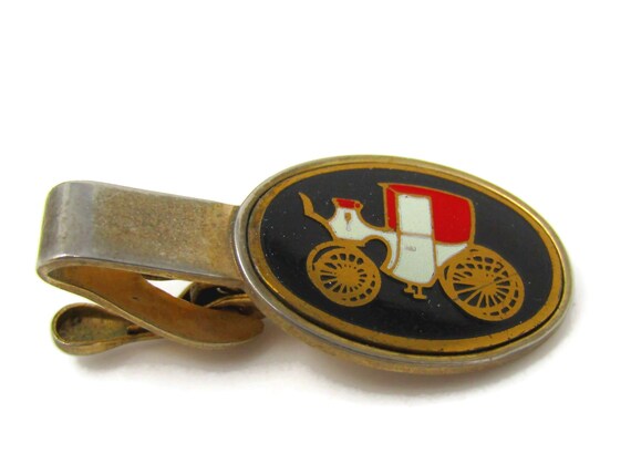 Carriage Tie Clip Vintage Mens Tie Bar Great Desi… - image 1