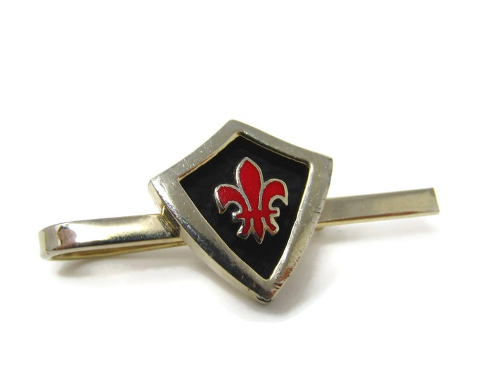 Cool Tie Bar Tie Clip Vintage Fleur De Lis Red Shield Design