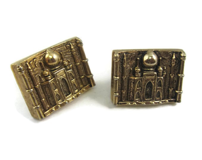 Vintage Cufflinks for Men: Stunning Taj Mahal Palace Heavy Gold Tone Design