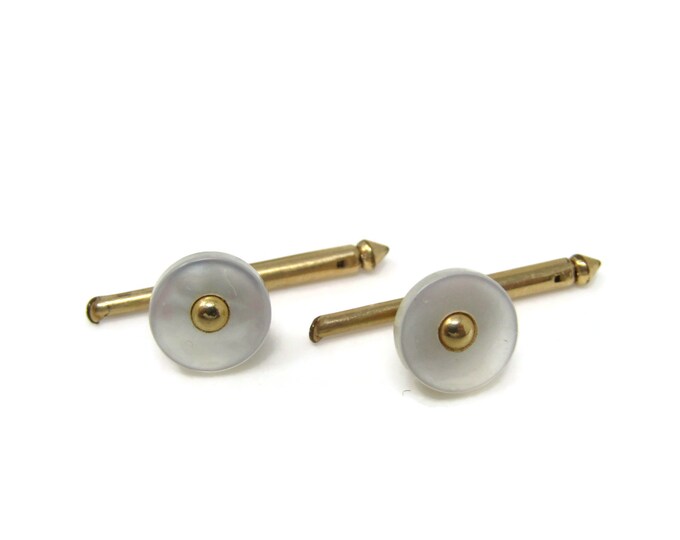 Mother of Pearl High Quality Vintage Shirt Stud Buttons Round Gold Tone - Stand Out from the Crowd with Class