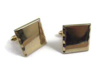 Vintage Cufflinks for Men: Gold Tone Square Beveled Edges