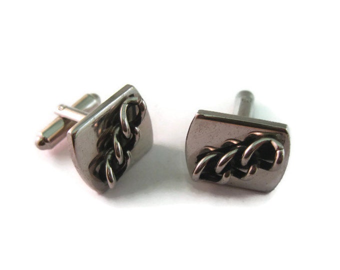 Vintage Cufflinks for Men: Chain Link Silver Tone Design