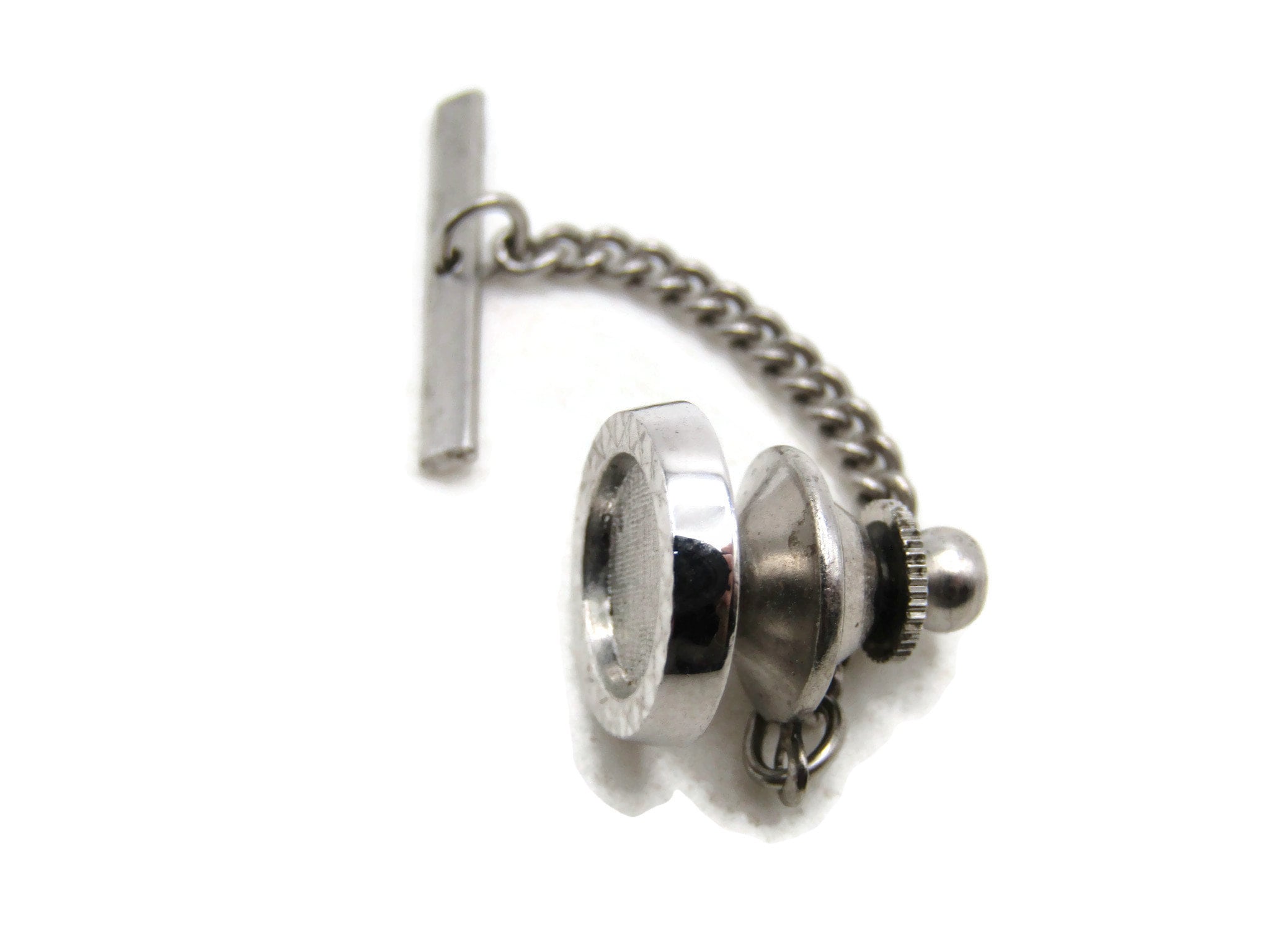 Silver Beveled Tie Pin Tack > Engraved Tie Pins