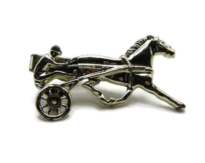 Equestrian Horse Racer Tie Clip Tie Bar Men's Jewelry Gold Tone