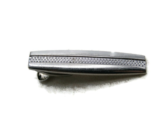 Textured Center Tapered Tie Clip Tie Bar Men's Jewelry Silver Tone