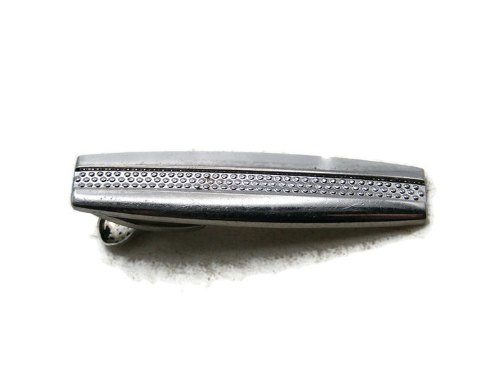 Textured Center Tapered Tie Clip Tie Bar Men's Jewelry Silver Tone