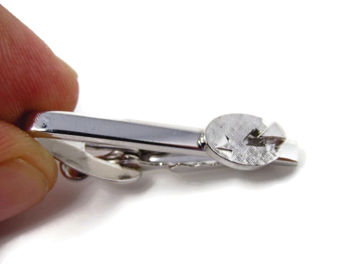 Vintage Tie Clip Tie Bar: Nice Modernist Accent Silver Tone Clean Design