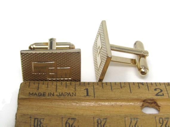 Vintage Brass Tone Cufflinks: Textured Overlappin… - image 6