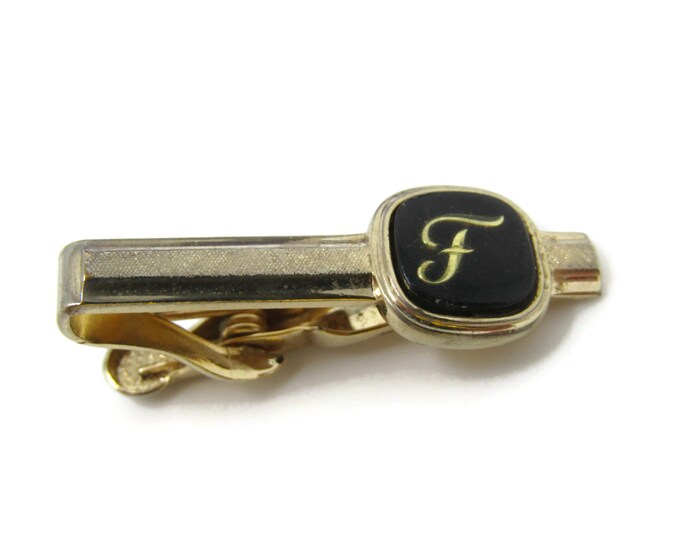 Letter F Initial Tie Clip Tie Bar: Vintage Gold Tone - Stand Out from the Crowd with Class