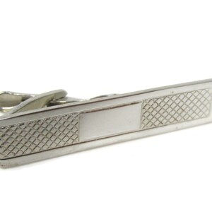 Smooth Center Waffle Texture Sides Tie Clip Bar Silver Tone Vintage Men's Jewelry Nice Design