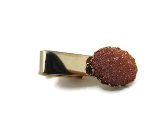 Vintage Tie Clip Tie Bar: Orange Sparkle High Quality