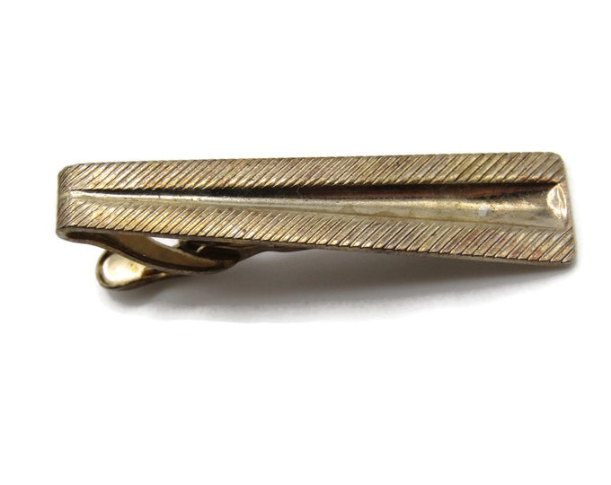 Tapered Triangle And Lines Tie Bar Tie Clip Men's Jewelry Gold Tone