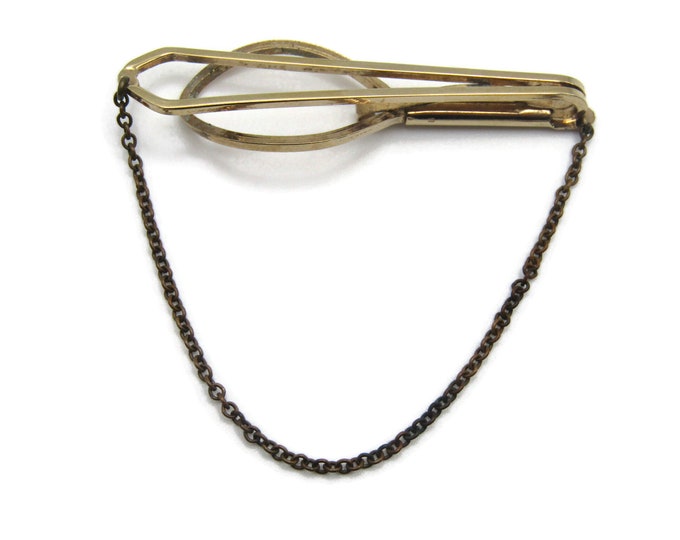 Vintage Open Body Tie Bar Chain Gold Tone Tie Clip Men's Jewelry