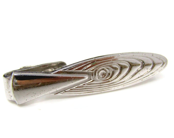 Stylized Target Arrow Tie Clip Men's Vintage Tie Bar Silver Tone