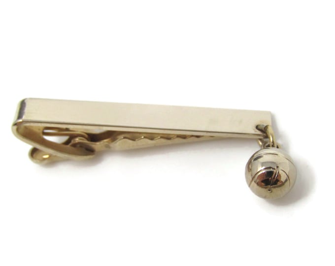 Basketball Charm Tie Clip Bar Gold Tone Vintage Men's Jewelry Nice Design