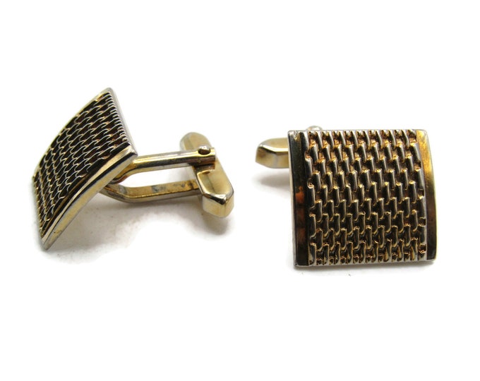 Square Vertical Chain Design Cuff Links Men's Jewelry Gold Tone