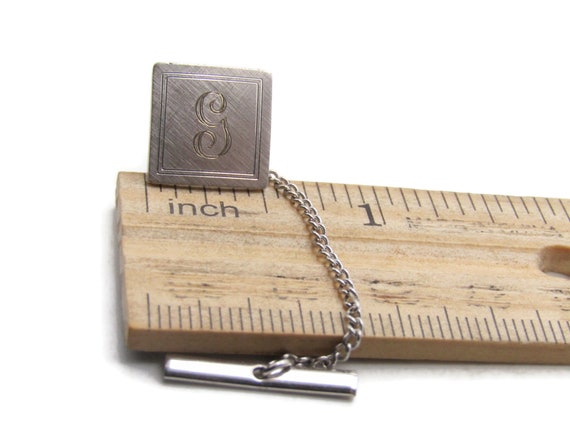 Square G Letter Initial Monogram Tie Pin And Chai… - image 4