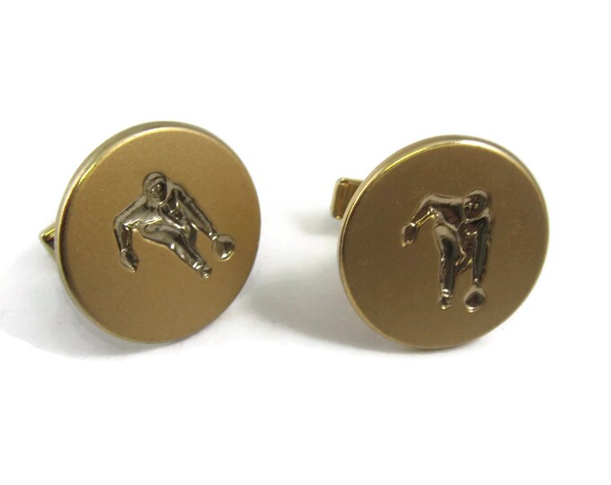 Vintage Cufflinks for Men: Bowling Nice Quality Silver & Gold Tone