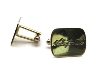 Washington DC Lettered Cuff Links Smooth Finish Gold Tone Men's Jewelry