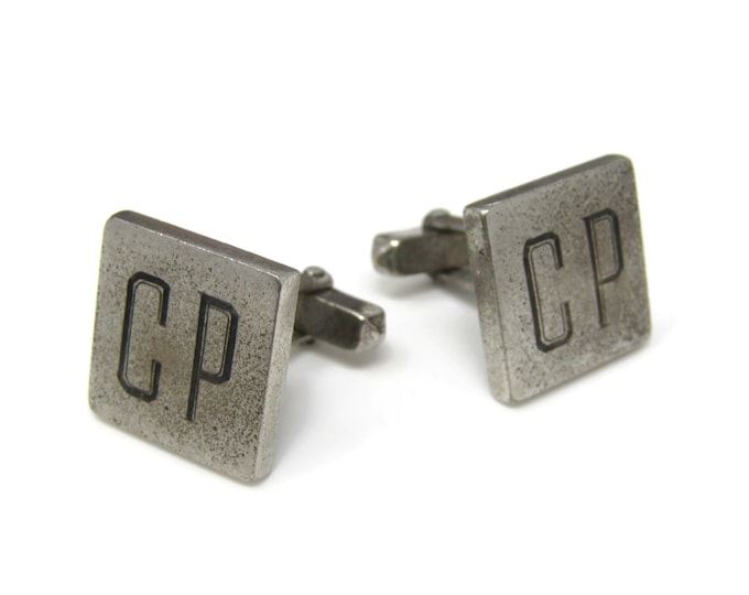 Vintage Cufflinks for Men: CP Letters Initials Excellent Design & Patina